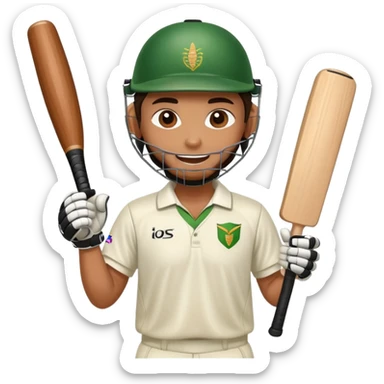 cricket player celebrating after hitting a six, bat raised sticker