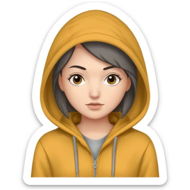 Sasha Gray in big gray hoodie full height sticker