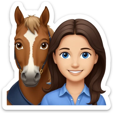 Smiling blue eyed trevor donovan with smiling brown eyed danica mckellan and one brown horse brown eyed danica mckellan sticker