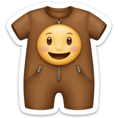 create an emoji that wears a short sleeve short jumpsuit in color brown with seamless zipper sticker