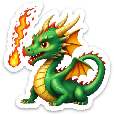 The dragon is breathing fire. sticker