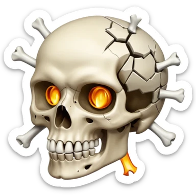Skull who's upper side is exploded sticker