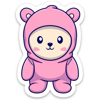 bear wearing a pink balaclava, cartoon sticker sticker