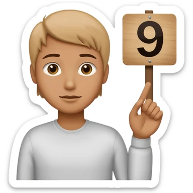 jury character holding out their hand with a sign that says 9 sticker