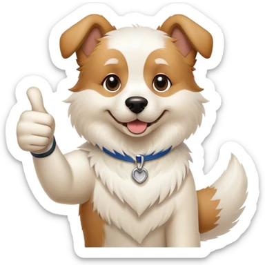 Weisser Hund der daumen nach oben gibt sticker