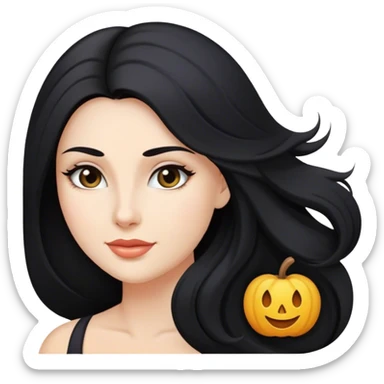 caucasian Beautiful Buxom black long hair back booty sfw sticker