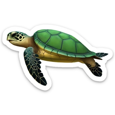 A realistically portioned sea turtle swimming sticker