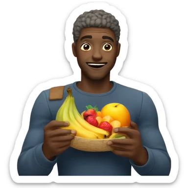 a man eating fruits sticker