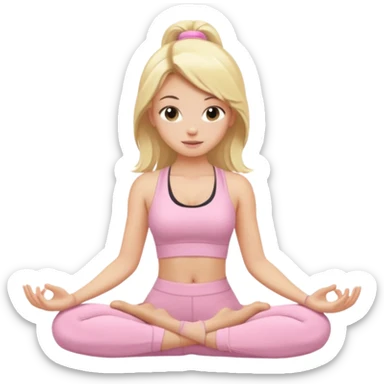 Blonde girl with light pink yoga clothes sticker