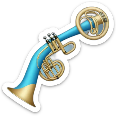 Round hunting horn blue sticker
