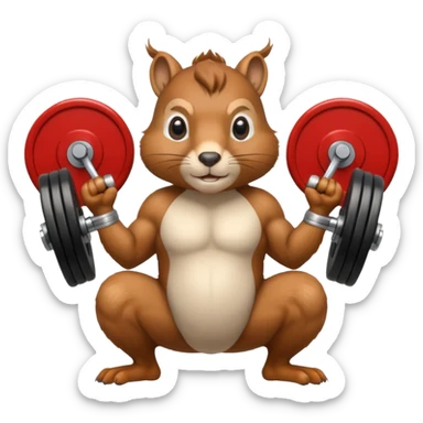 Squirrel squatting with weights sticker