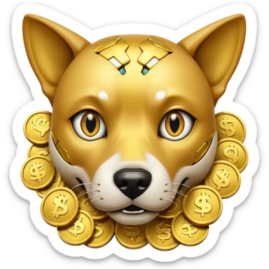 i want to create a dog cyberdog like from cyberpunk with one cyberpunky eye and he looks greedy with golden coins sticker