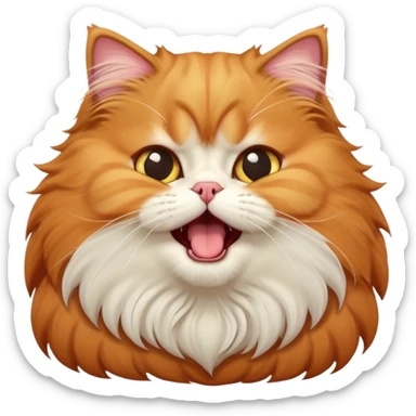 cinematic-adorable-big-eyed-fluffy-solid ginger-persian-cat-portrait-emoji,-head-tilted-playfully-with-a-cute,-exaggerated-yawn,-fluffy-solid ginger,-simplified-yet-irresistibly-cute-features sticker
