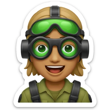 laughing crying emoji with night vision goggles sticker