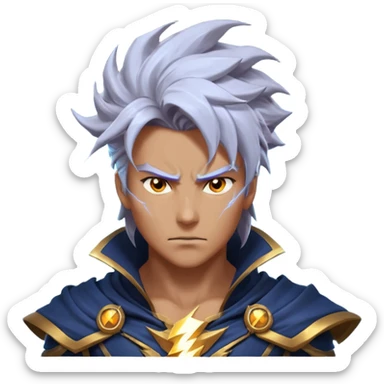 storm rider portrait, head and shoulders only, wind-swept hair, crackling lightning aura, storm clouds swirling behind, intense glowing eyes, epic fantasy vibe, 3D cartoon, mobile game icon style, clean background, no text, no watermark
 sticker