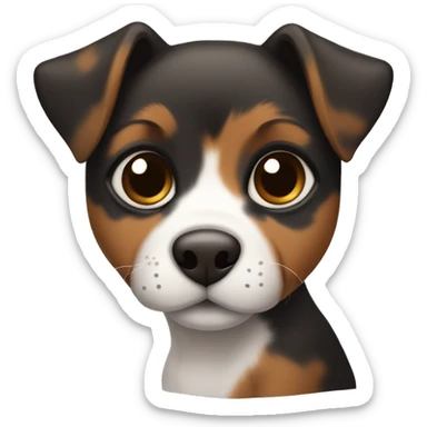 Puppy with black and brown tortoiseshell without white with pointy ears sticker