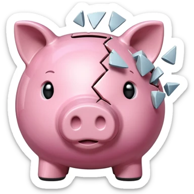 a piggy bank broken in half sticker