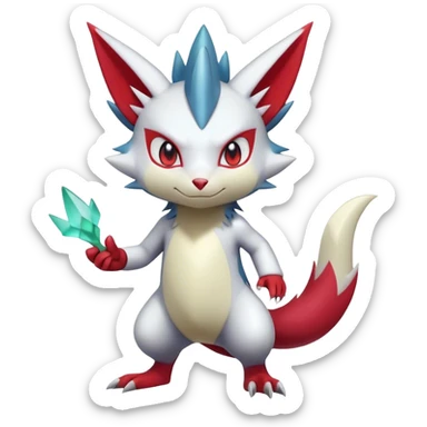 Cute Cool Edgy Shiny Ethereal Legendary Digimon-Sneasel-Zangoose-hybrid full body sticker
