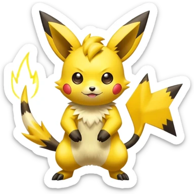 Shiny Colorful Pichu-Raichu-Zeraora-hybrid-creature sticker