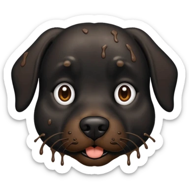 very muddy and dirty black dog face that doesnt look like pattern sticker