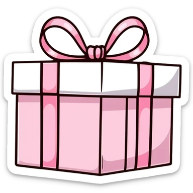 cute pink pastel gift box with ribbon, baby pink color sticker