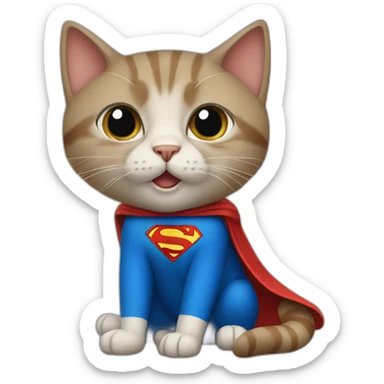 cat in a superman costume sticker