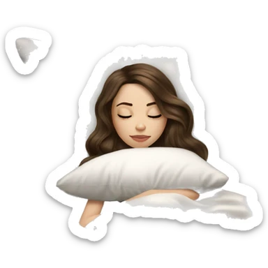 sleeping beauty brunette shoulder length hair white girl with silk pillow sticker