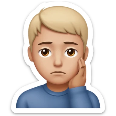 Emoji triste 😔 qui pense à M sticker