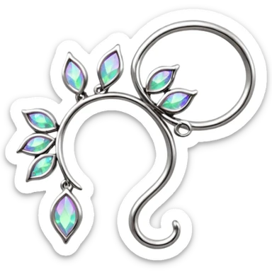 Elvish fae shiny sparkly iridescent translucent diaphanous ear climber ear cuff sticker