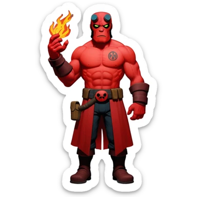 cinematic realistic superhero Hellboy by Mike Mignola sticker
