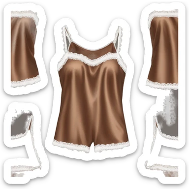 brown satin camisole pajama white pipping sticker