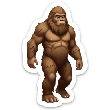 hairy bigfoot sasquatch creature walking in forest sticker