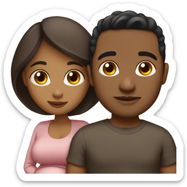 Pregnant wife dark brown and latin husband clean-shaven sticker