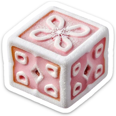 Turkish Delight Cinematic Realistic Turkish Delight Dessert Emoji, depicted as a single, delicate piece of Turkish delight dusted with powdered sugar, rendered with intricate textures and soft, inviting lighting. sticker