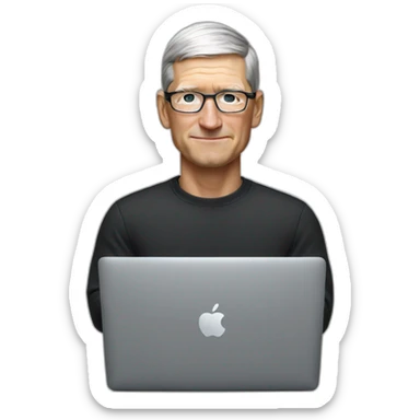 tim cook with a macbook pro sticker