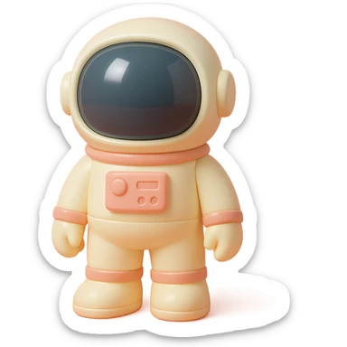 astronaut with a shiny helmet and space suit, standing pose in vinyl figure style sticker