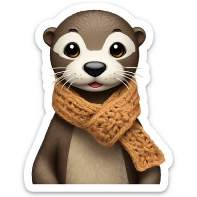 Otter with crochet scarf sticker