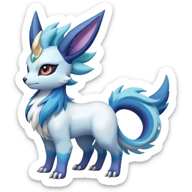Shiny Sunny furry scaly graceful pastel-gradient Absol-Cobalion-Glaceon-Suicune-Amaura-fusion sticker