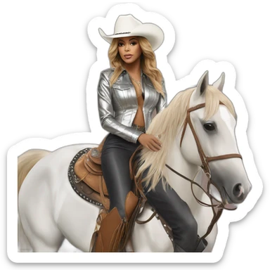 Beyoncé wear in silver cowboy  ridding   reneigh horse sticker