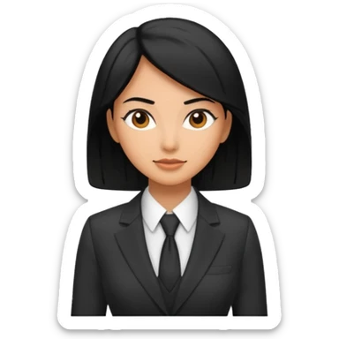 female boss in suit, black hair sticker