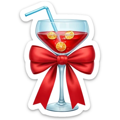 Red bow with a cup of drink sticker