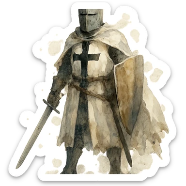watercolor style Teutonic knight sticker