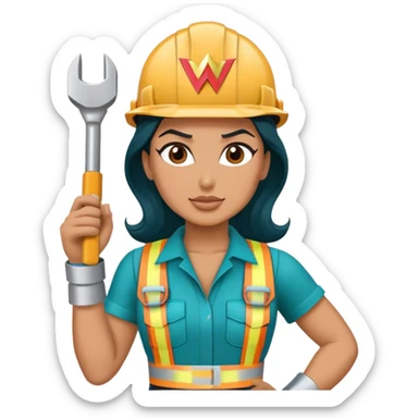 Wonder Woman construction worker in teal sticker