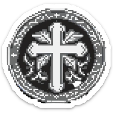 antique medieval silver coin with cross symbol sticker