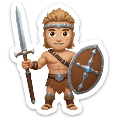 A barbarian waving a sword in greeting sticker
