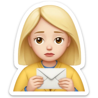 emoji writing a letter with calm sad face and a single tear sticker
