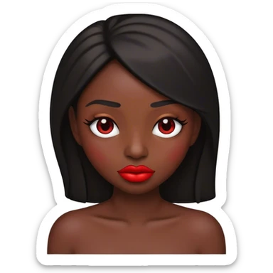 An emoji with dark black skin and red lips sticker