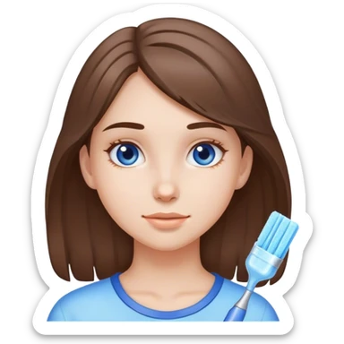 Light brunette girl in a blue light scrub  sticker