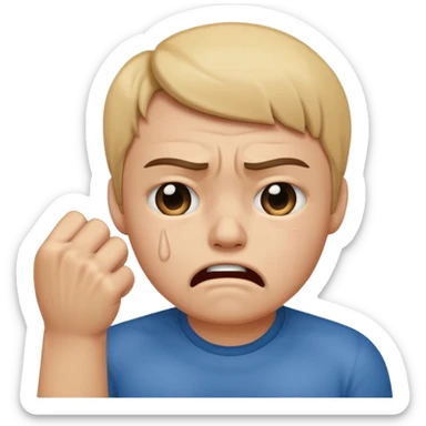 Tourne cet emoji 🤜 de -90 degrés et met le sur la bouche de cette emoji 😭 sticker