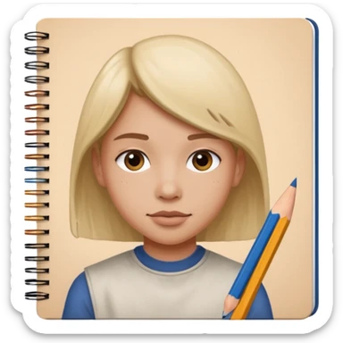 portre skecth on sketch book, with pencil sticker